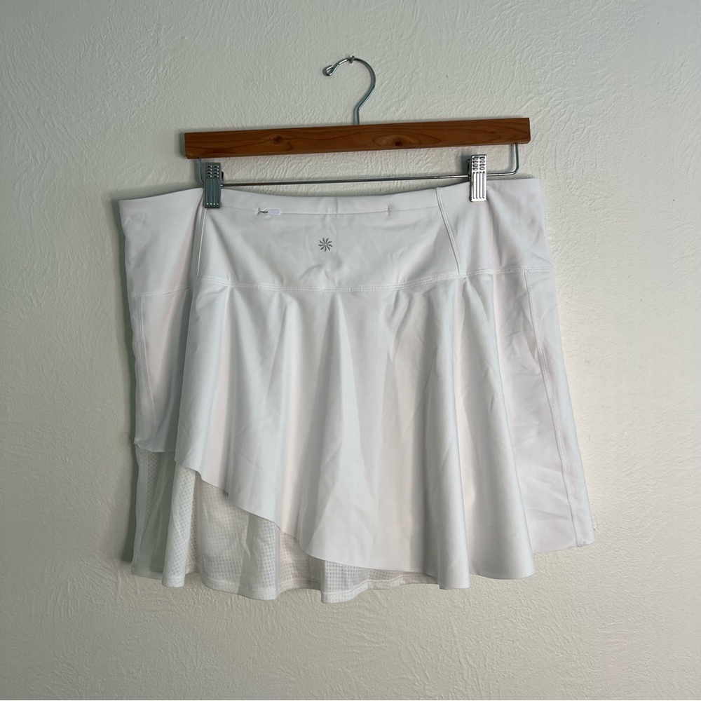 Athleta Ace Mesh Skort White Elastic Waist Tennis Skirt Pickleball Size Xl View 4